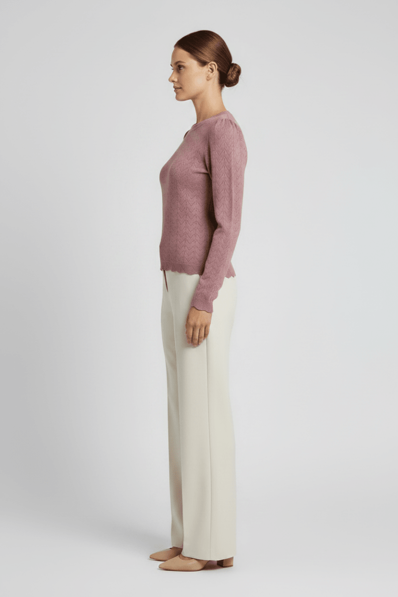 Vila Strickshirt Rundhals Langarm Strick Top Nostalgia Rose