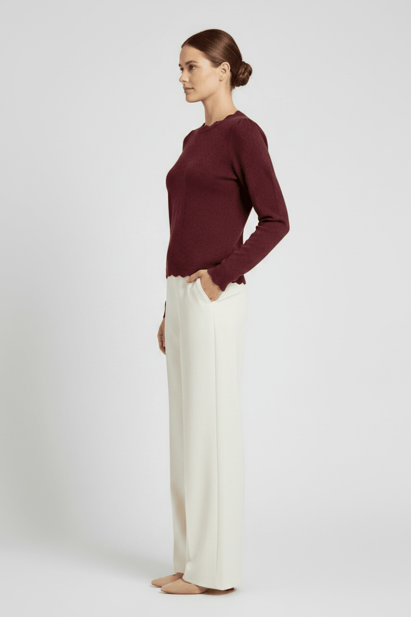 Vila Strickshirt Rundhals Langarm Strick Top Port Royale