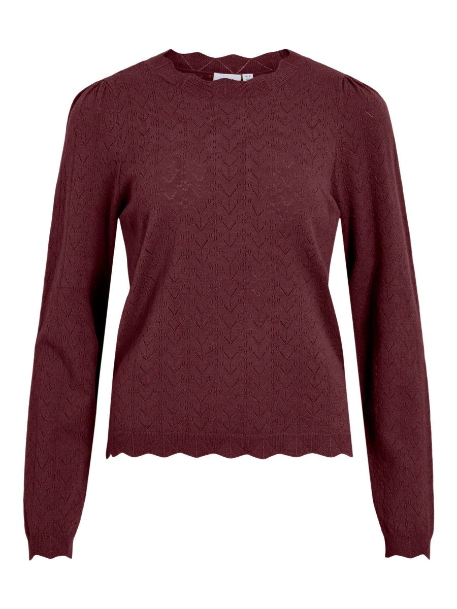 Vila Strickshirt Rundhals Langarm Strick Top Port Royale