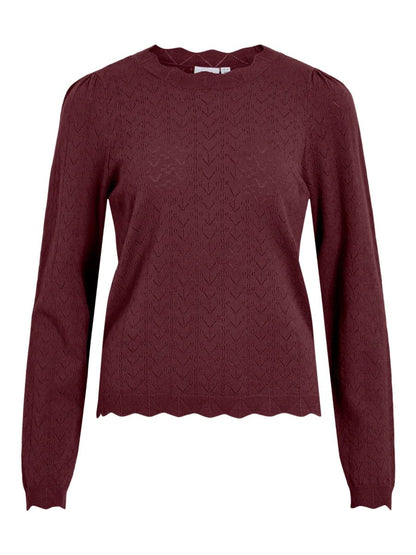 Vila Strickshirt Rundhals Langarm Strick Top Port Royale