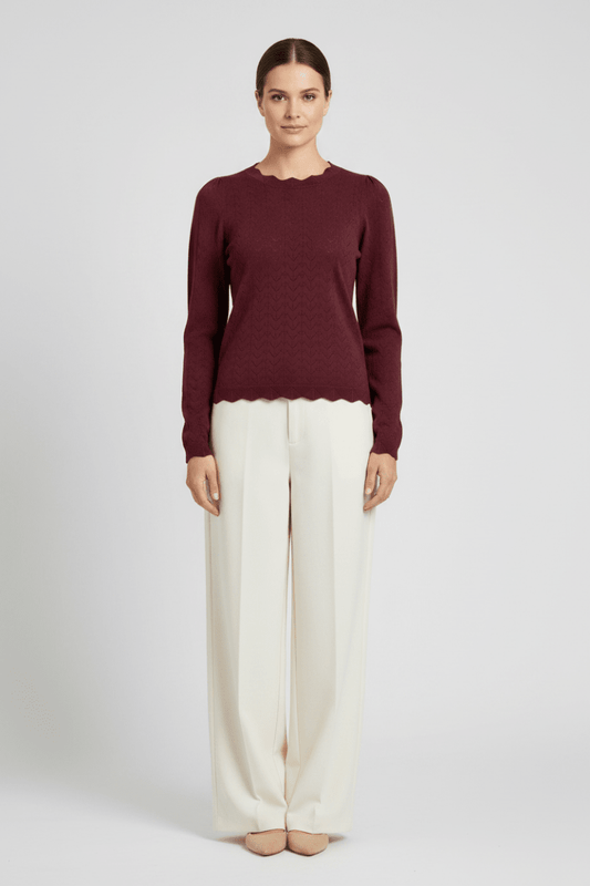 Vila Strickshirt Rundhals Langarm Strick Top Port Royale