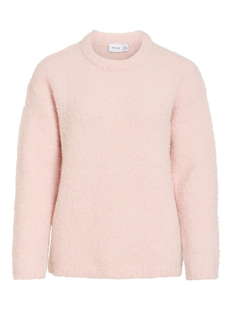 Vila Stricktop O-Neck L/S Knit Top in Ballet Slipper