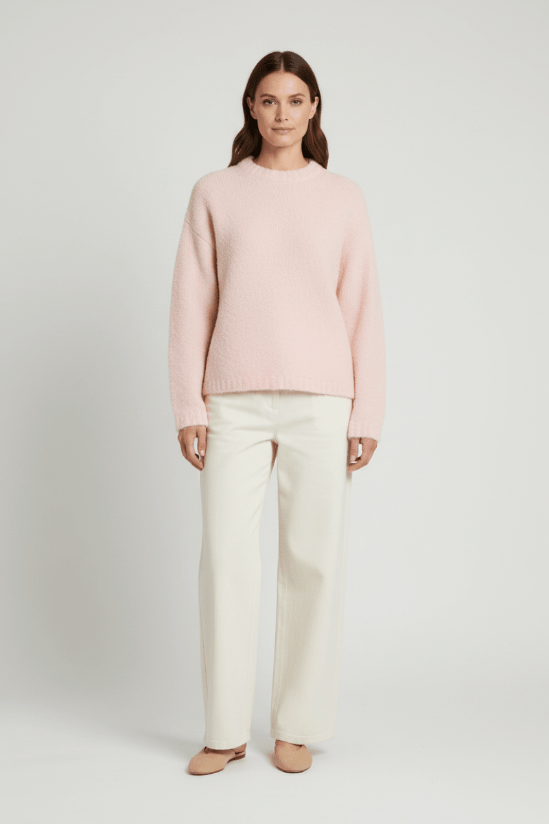Vila Stricktop O-Neck L/S Knit Top in Ballet Slipper
