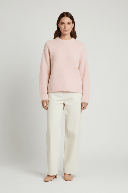 Vila Stricktop O-Neck L/S Knit Top in Ballet Slipper