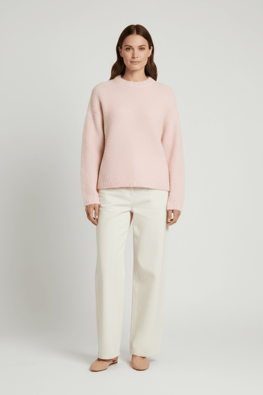 Vila Stricktop O-Neck L/S Knit Top in Ballet Slipper