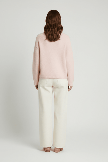 Vila Stricktop O-Neck L/S Knit Top in Ballet Slipper