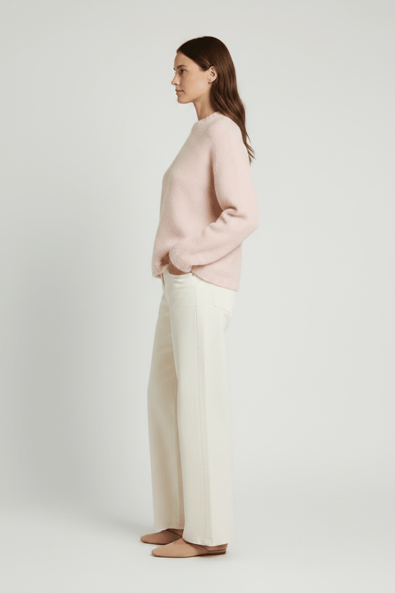Vila Stricktop O-Neck L/S Knit Top in Ballet Slipper