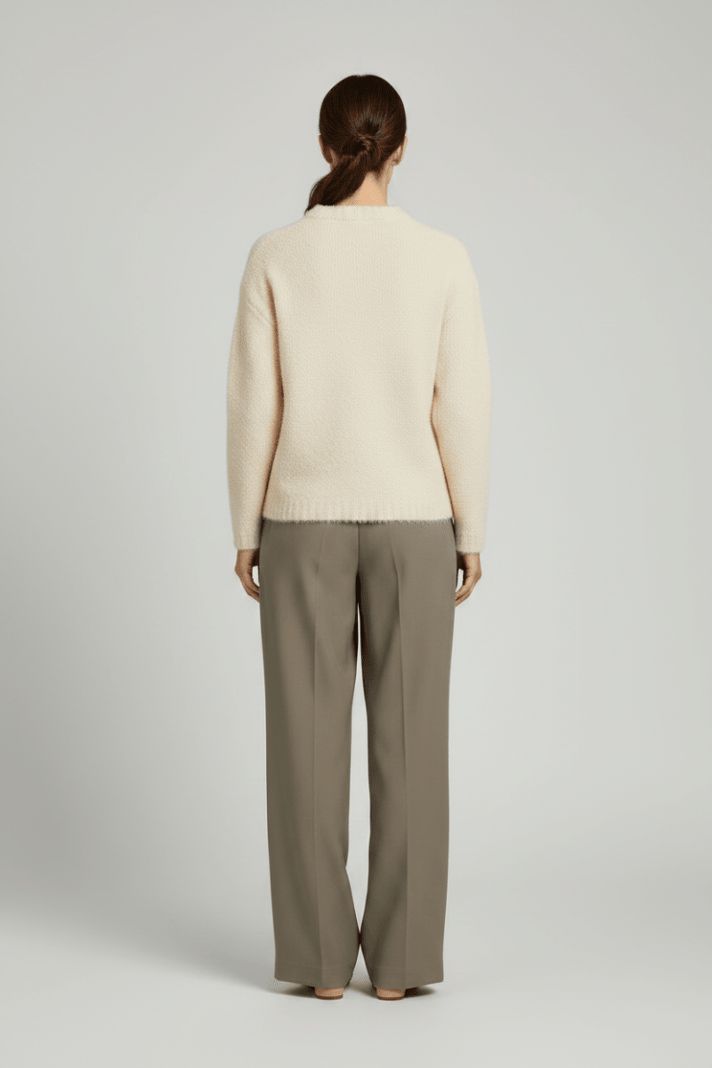 Vila Stricktop O-Neck L/S Knit Top in Birch