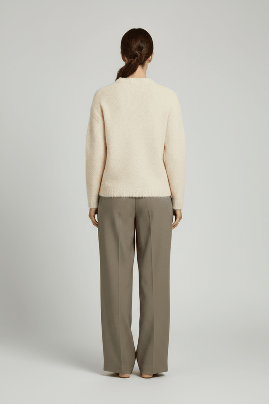 Vila Stricktop O-Neck L/S Knit Top in Birch