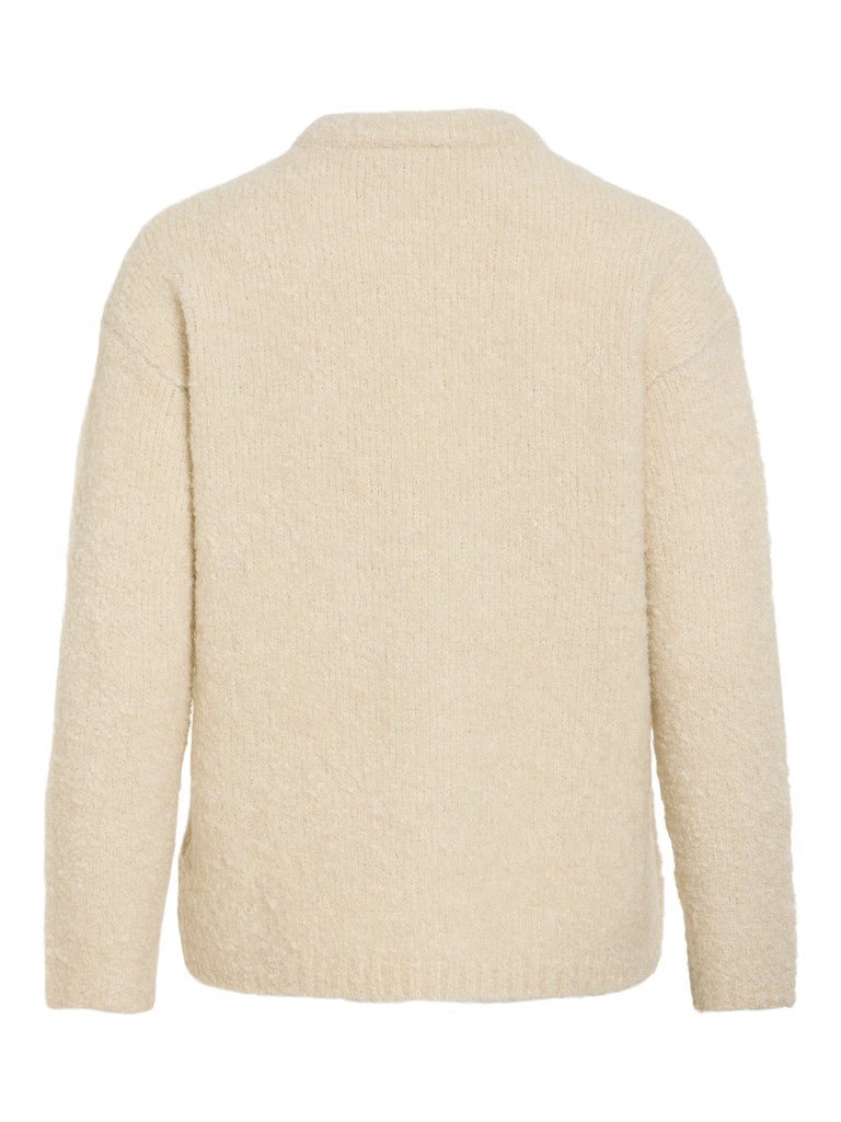 Vila Stricktop O-Neck L/S Knit Top in Birch