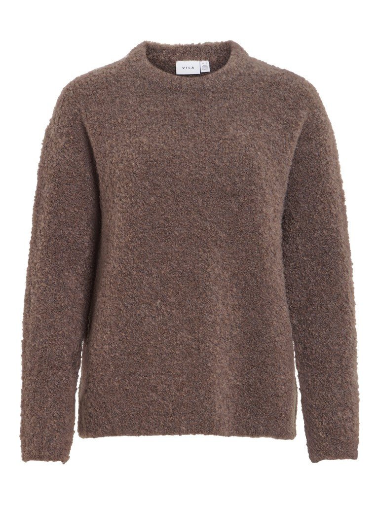 Vila Stricktop O-Neck L/S Knit Top in Falcon