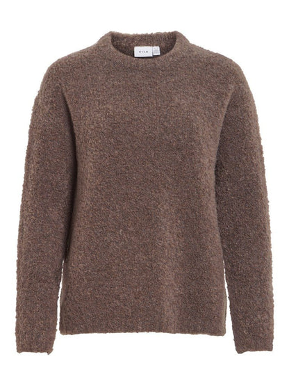 Vila Stricktop O-Neck L/S Knit Top in Falcon