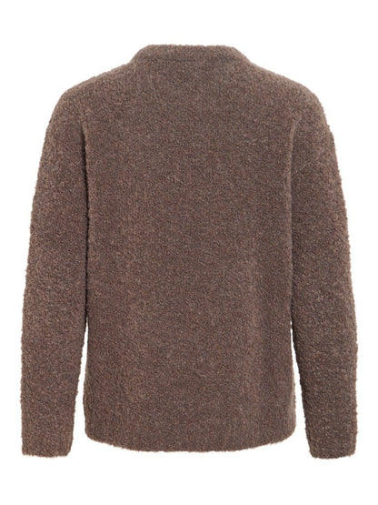 Vila Stricktop O-Neck L/S Knit Top in Falcon