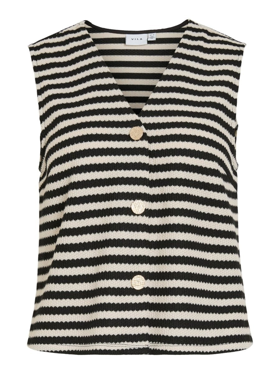 Vila Striped Vest O Neck Vihimlas in der Farbe Birch