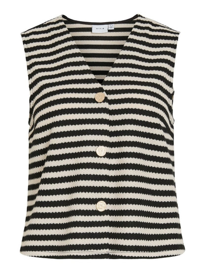 Vila Striped Vest O Neck Vihimlas in der Farbe Birch
