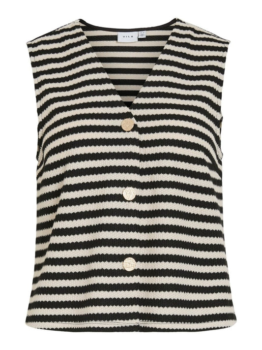 Vila Striped Vest O Neck Vihimlas in der Farbe Birch