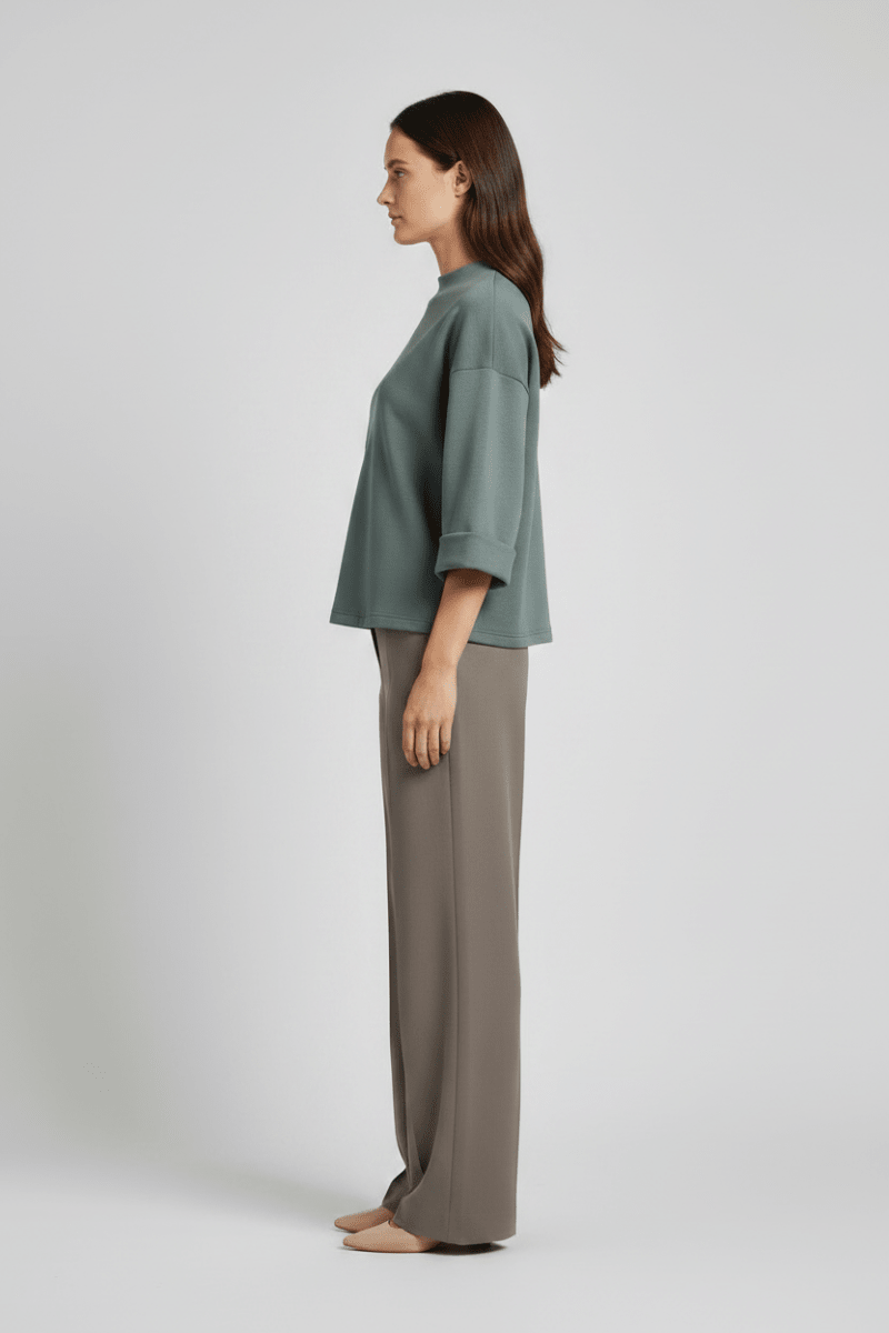 Vila Sweatshirt Stehkragen 3/4-Arm Sweat Top Balsam Green