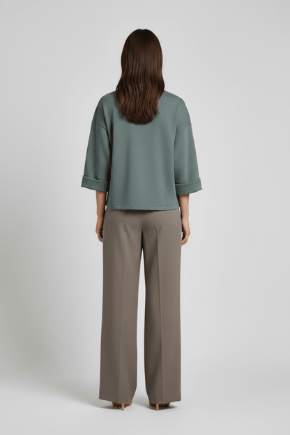 Vila Sweatshirt Stehkragen 3/4-Arm Sweat Top Balsam Green