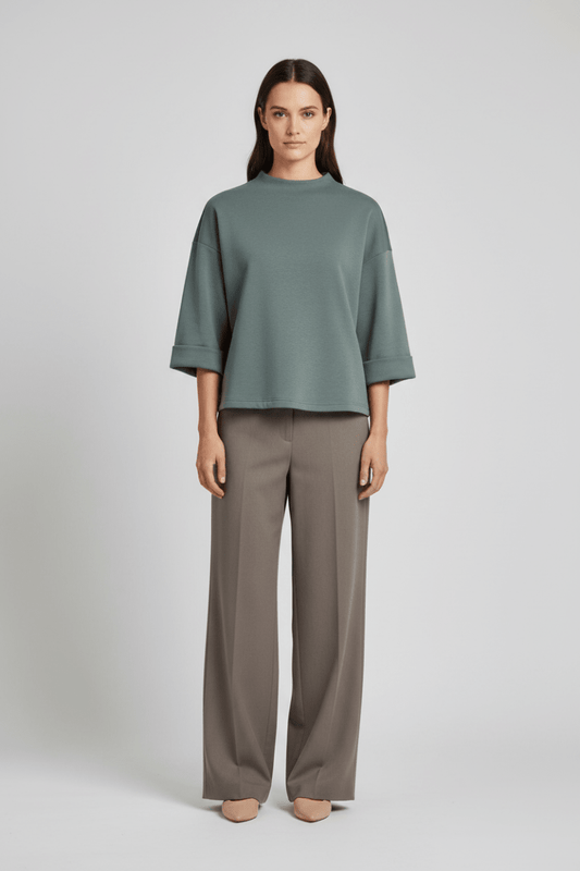 Vila Sweatshirt Stehkragen 3/4-Arm Sweat Top Balsam Green