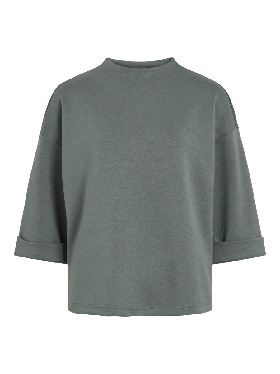 Vila Sweatshirt Stehkragen 3/4-Arm Sweat Top Balsam Green