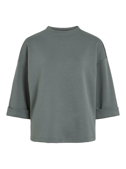 Vila Sweatshirt Stehkragen 3/4-Arm Sweat Top Balsam Green
