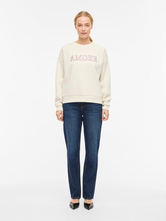 Vila Sweatshirt Vireflect Love O Neck in der Farbe Birch