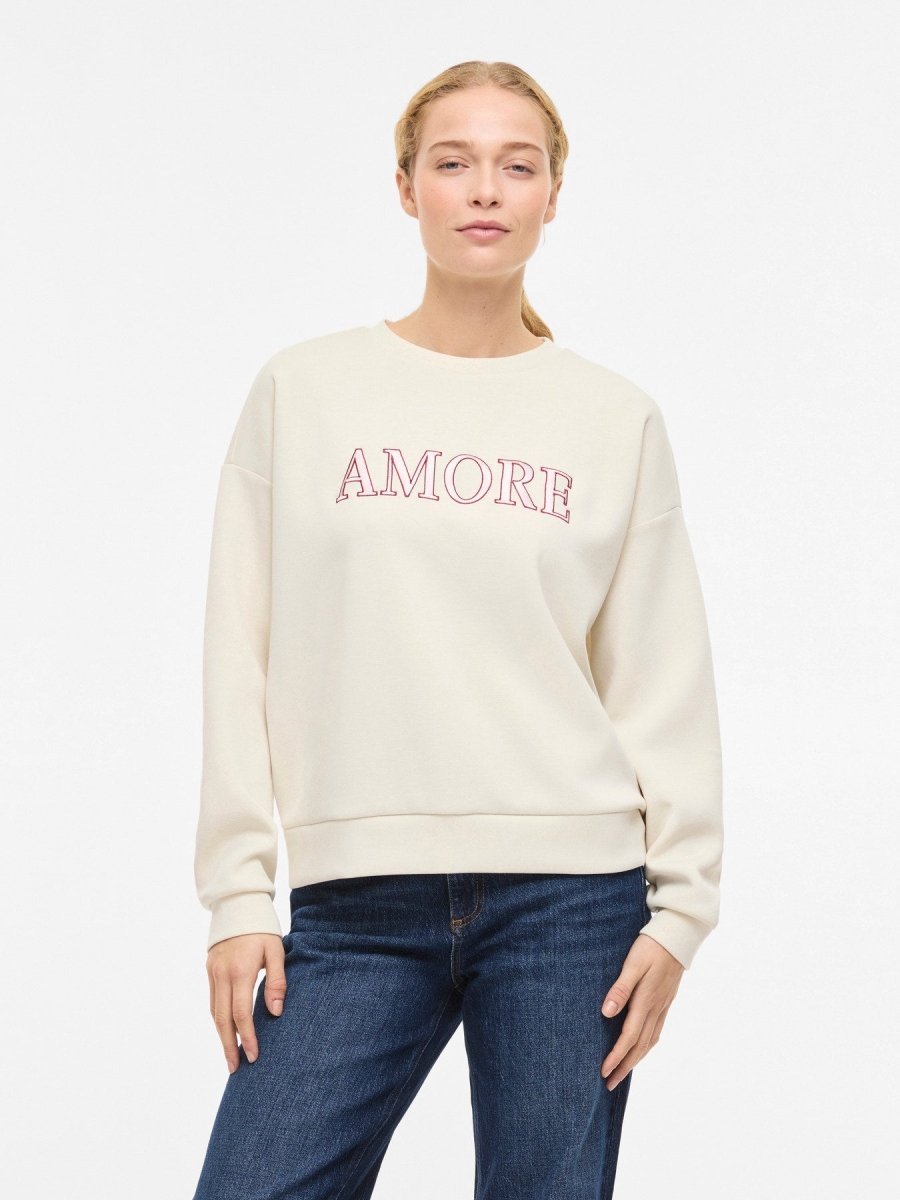 Vila Sweatshirt Vireflect Love O Neck in der Farbe Birch