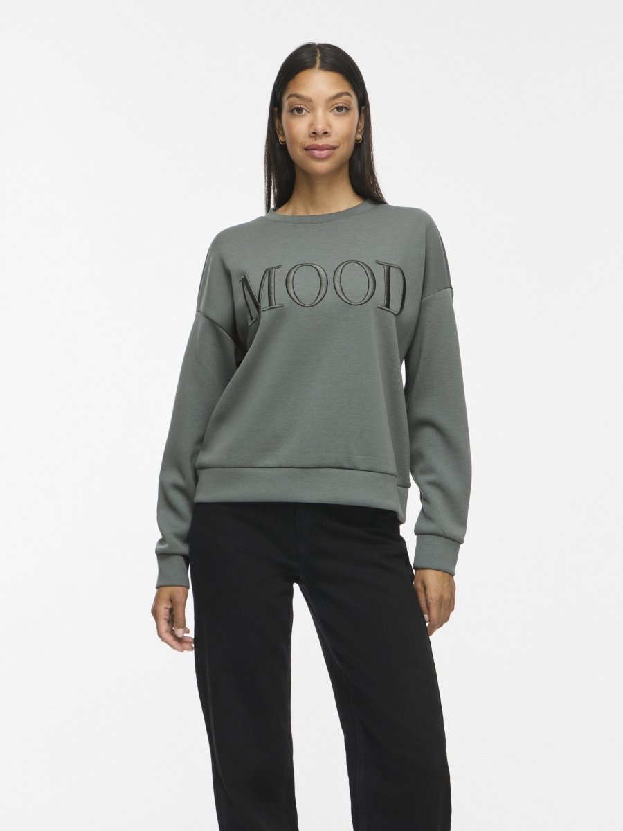 Vila Sweatshirt VIREFLECT mit Stickerei langarm in Balsam Green