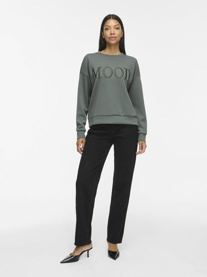 Vila Sweatshirt VIREFLECT mit Stickerei langarm in Balsam Green