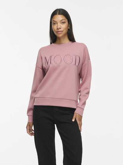 Vila Sweatshirt VIREFLECT mit Stickerei langarm in Nostalgia Rose