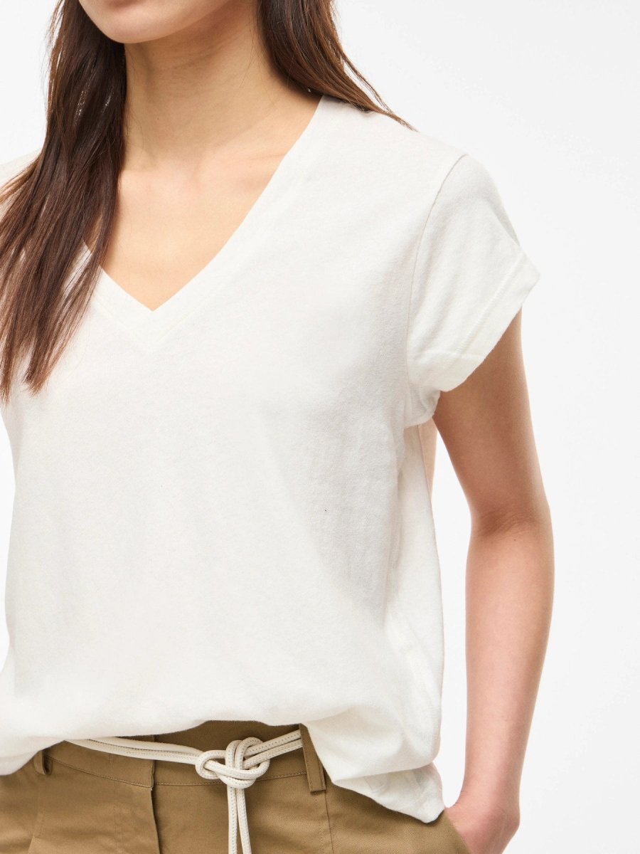 Vila T-Shirt Cloud Dancer - ROUHANNA S/S V - NECK TEE