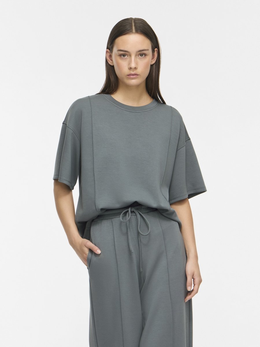 Vila T-Shirt Rundhals 3/4-Arm Sweat Balsam Grün