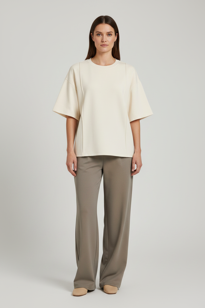 Vila T-Shirt Rundhals 3/4-Arm Sweat Birch
