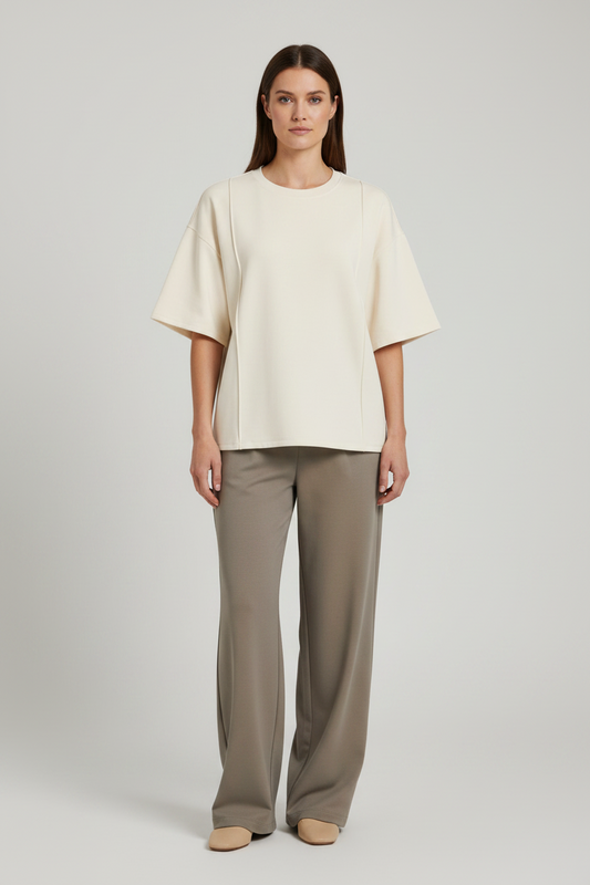 Vila T-Shirt Rundhals 3/4-Arm Sweat Birch