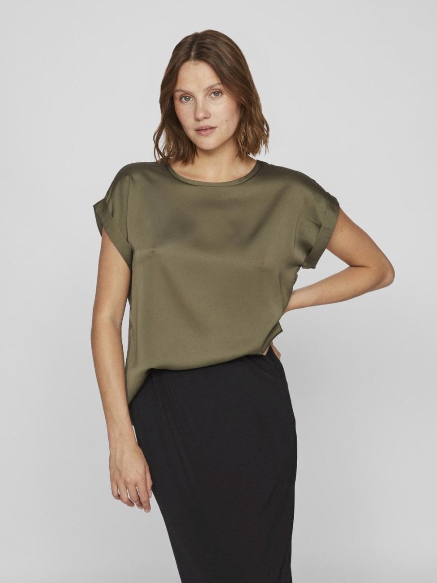 Vila T-Shirt Viellette in der Farbe Dusty Olive