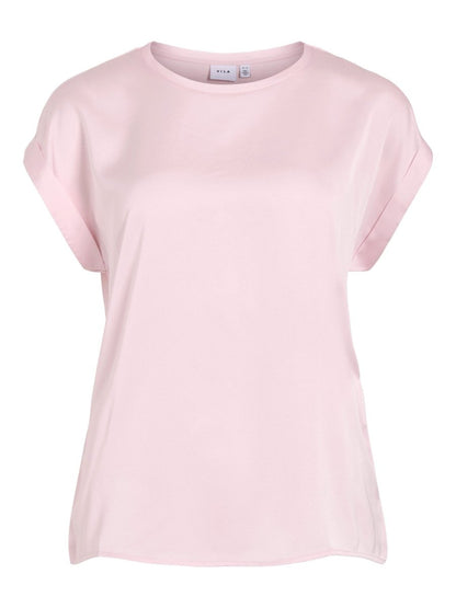 Vila T-shirt Viellette Satin Top in der Farbe Cherry Blossom
