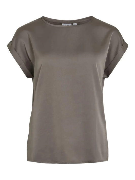 Vila T-shirt Viellette Satin Top in der Farbe Falcon