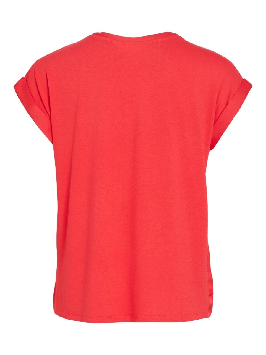 Vila T-shirt Viellette Satin Top in der Farbe Hibiscus
