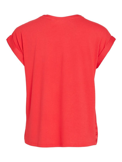 Vila T-shirt Viellette Satin Top in der Farbe Hibiscus