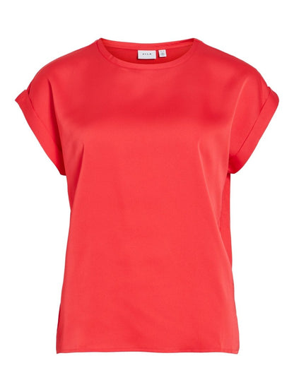 Vila T-shirt Viellette Satin Top in der Farbe Hibiscus