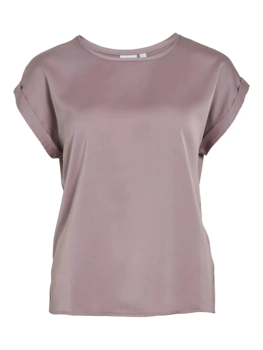 Vila T-shirt Viellette Satin Top Toadstool