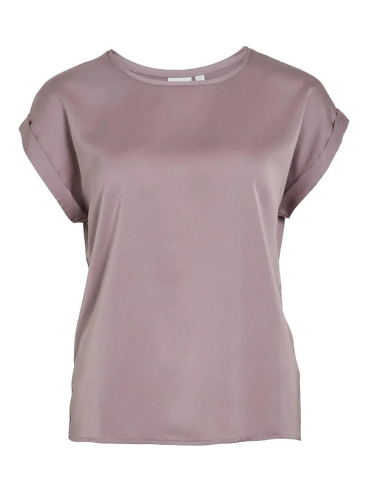 Vila T-shirt Viellette Satin Top Toadstool