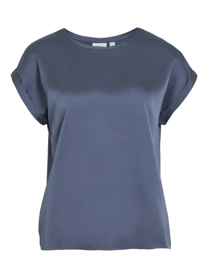 Vila T-shirt Viellette Satin Top Vintage Indigo