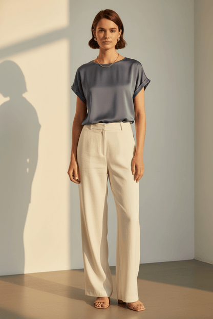 Vila T-shirt Viellette Satin Top Vintage Indigo