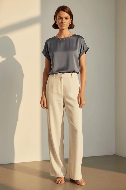 Vila T-shirt Viellette Satin Top Vintage Indigo