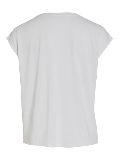 Vila T-Shirt VIMODALA V-NECK S/S TOP - Optical Snow
