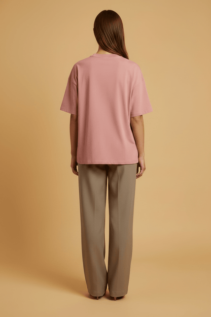 Vila T-Shirt VINORANI PATCH O-NECK S/S T-SHIRT - Mauveglow EMB SNOW WHITE