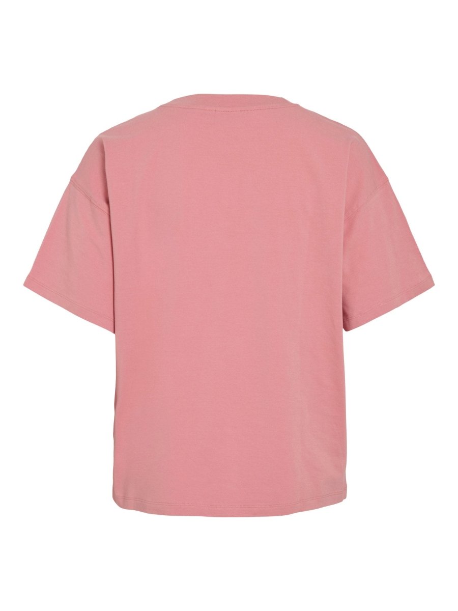 Vila T-Shirt VINORANI PATCH O-NECK S/S T-SHIRT - Mauveglow EMB SNOW WHITE
