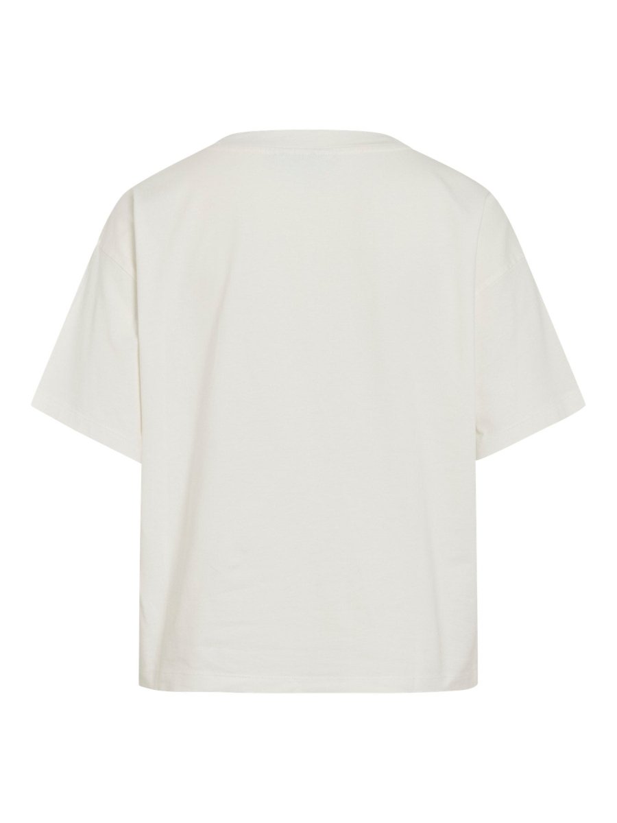 Vila T-Shirt VINORANI PATCH O-NECK S/S T-SHIRT - Snow White EMB MAUVEGLOW