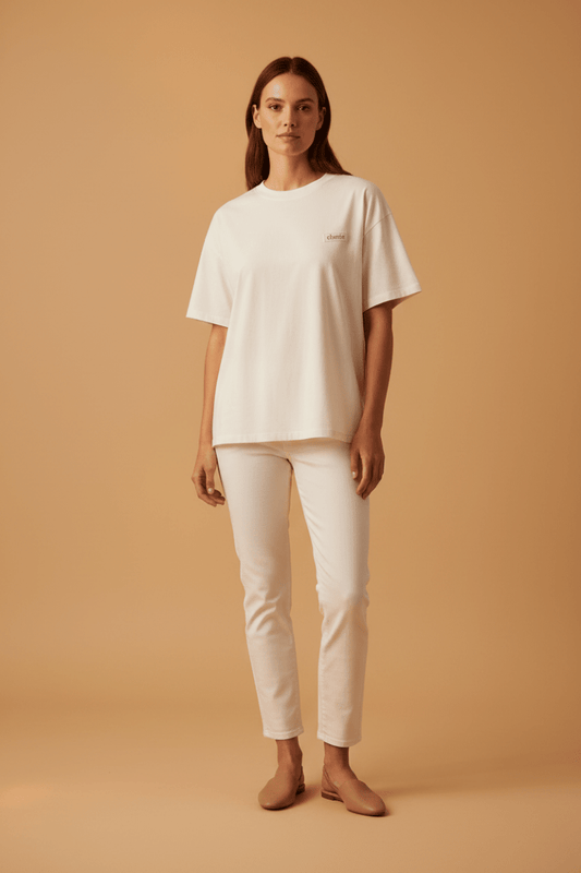 Vila T-Shirt VINORANI PATCH O-NECK S/S T-SHIRT - Snow White EMB MAUVEGLOW